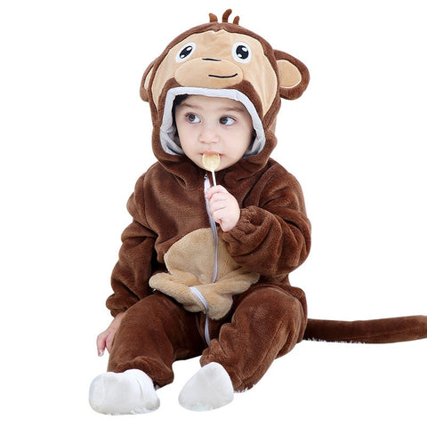 Clothes For Babies Autumn 3-year-old Baby Animal Jumpsuit Flannel Romper European And American Children's Wear