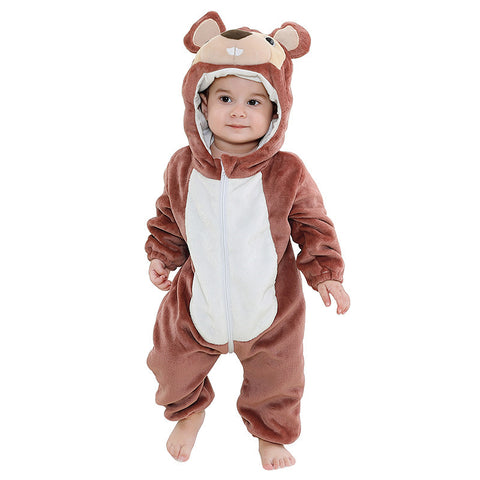Clothes For Babies Autumn 3-year-old Baby Animal Jumpsuit Flannel Romper European And American Children's Wear