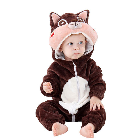Clothes For Babies Autumn 3-year-old Baby Animal Jumpsuit Flannel Romper European And American Children's Wear